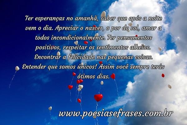 ter esperancas no amanha